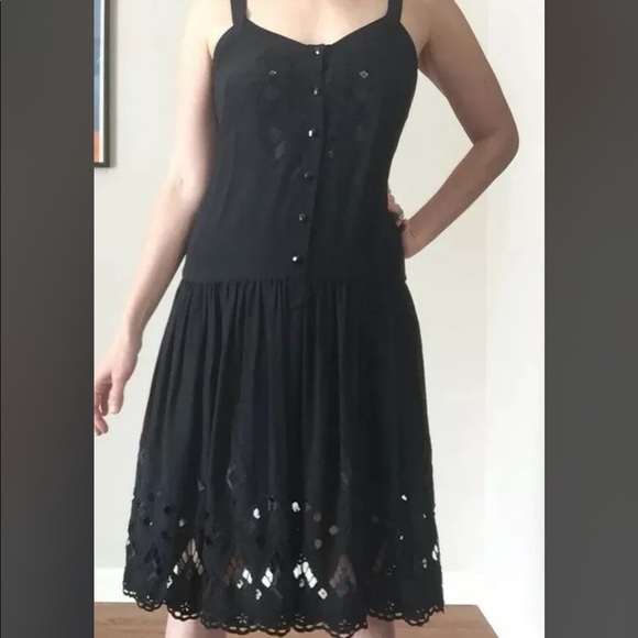 Badgley Mischka Couture Dress Black Pleated Silk Size 4 Sleeveless - Picture 3 of 9